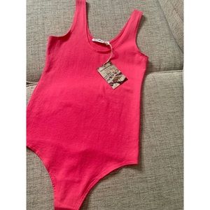 NWT Women’s GROCERIES APPAREL Bodysuit in Pinkish-Red Color, Size Large